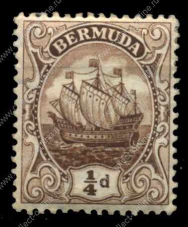 Бермуды 1906-1925 гг. • Gb# 44 • ¼ d. • парусник • стандарт • MH OG VF ( кат. - £2 )
