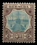 Бермуды 1906-1910 гг. • Gb# 42 • 4 d. • парусники у сухого дока • стандарт • MNH!! OG VF