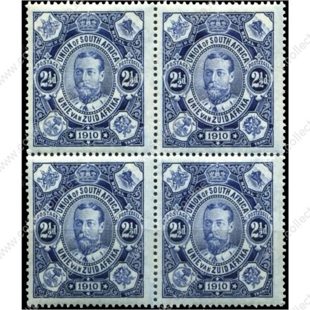 Южная Африка 1910 г. • GB# 1 • 2½ d. • Открытие сессии Парламента • Георг V • кв. блок • MNH/LH OG XF+ ( кат. - £15+ )