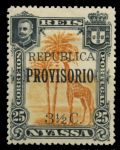 Ньяса • 1918 г. • SC# 80 • 3½ c. на 25 r. • надп. нов. номинала на м. 1903 г. • жираф • MLH OG VF ( кат. - $10 )