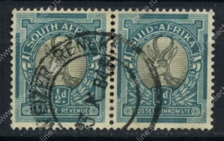 Южная Африка 1947-1954 гг. • Gb# 114 • ½ d. • осн. выпуск (пара) • антилопа спрингбок • Used XF ( кат.- £5 )