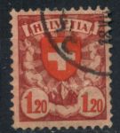 Швейцария 1924 г. • SC# 201 • 1.20 fr. • Герб Швейцарии • стандарт • Used XF • ( кат.- $6 )