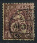 Швейцария 1867-1878 гг. • SC# 59 • 50 r. • сидящая "Швейцария" (простая бум.) • стандарт • Used VF- ( кат. - $65 )