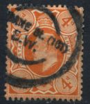 Великобритания 1911 г. • Gb# 286 • 4 d. • Эдуард VII • ярко-оранж. • стандарт • Used XF ( кат.- £15 )