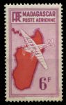 Мадагаскар 1941 г. • Iv# A21 • 6 fr. • самолет над картой острова • 2-й выпуск • авиапочта • MNH OG* VF