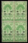 Мадагаскар 1945 г. • Iv# 294 • 2.40 fr. на 25 c. • осн. выпуск • надпечатка нов. номинала • кв. блок • MNH OG* VF ( кат. - €3 )