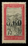 Мадагаскар 1921 г. • Iv# 130 • 60 на 75 c. • осн. выпуск • путешественник в кресле-носилках • надпечатка нов. номинала • MNH OG* VF ( кат.- €5 )