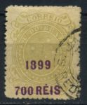 Бразилия 1899 г. • SC# 155 • 700 R. на 500 R. • надпечатка нов. номинала • Used VF ( кат. - $7 )