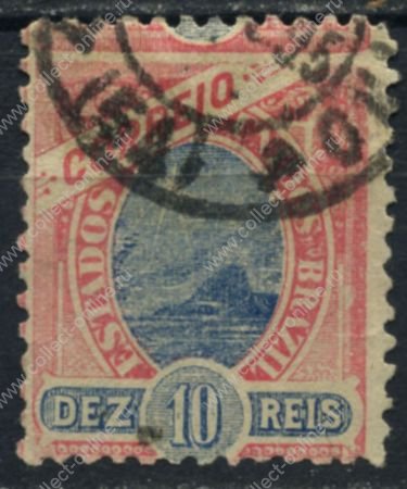 Бразилия 1894-97 гг. • SC# 112 • 10 R. • без в.з. • стандарт • Used VF • сдвиг рисунка