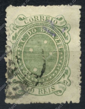 Бразилия 1890-1 гг. • SC# 100 • 50 R. • символы страны • cозвездие Южный крест • Used VF