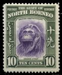 Северное Борнео 1939 г. • Gb# 309 • 10 c. • Георг VI • осн. выпуск • Виды и фауна • орангутан • MH OG XF ( кат. - £40 )