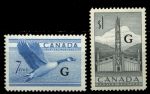 Канада 1955-1962 гг. • SC# O31-2 • 7 c. и $1 • надпечатка "G" • полн. серия • MH OG XF ( кат. - $20- )