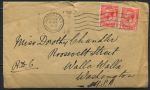 Великобритания 1930 г. • GB# 419 • 1 d.(2) • на конверте(с письмом) Глостер-Вашингтон(США) • Used VF-