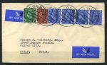 Великобритания 1937- г. • GB# 462,4,466(4) • Ѕ, 1 ½ и 2 ½ d. • на конверте в Калифорнию(США) • авиапочта • Used XF