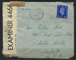 Великобритания 1941 г. • GB# 466 • 2 ½ d. • на конверте в Нью-Йорк • военная цензура • Used VF-
