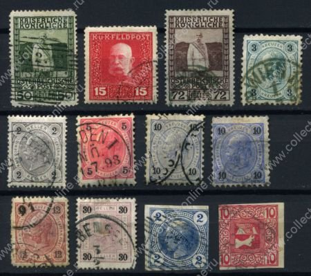 Австрия • конец XIX - первая половина XX века • лот 12 старинных марок • Used F-VF