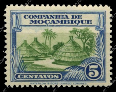 Мозамбика Компания 1937 г. SC# 176 • 5 c. • основной выпуск • африканские хижины • MNH OG XF