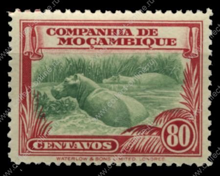 Мозамбика Компания 1937 г. SC# 186 • 80 c. • основной выпуск • бегемоты • MNH OG XF