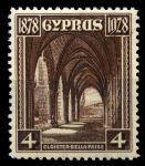 Кипр 1928 г. • Gb# 127 • 4 pi. • 50-летие Британского правления. • Аббатство Беллапаис • MH OG XF ( кат.- £10 )