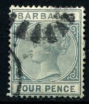 Барбадос 1882-1886 гг. • Gb# 97 • 4d. • Королева Виктория • стандарт • Used VF ( кат.- £5 )