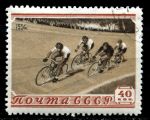 СССР 1954 г. • Сол# 1766 • Спорт • 40 коп. • велосипедисты • Used(ФГ) VF - XF