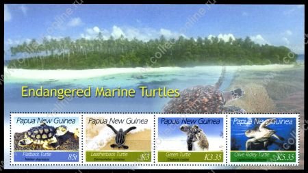 Папуа-Новая Гвинея 2007 г. SC# 1253 • Морские черепахи (исчезающие виды) • MNH OG XF • блок ( кат.- $12 )