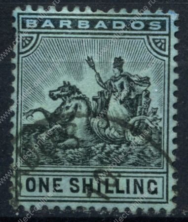 Барбадос 1909-10 гг. GB# 169 • 1sh. • "Правь Британия!" • Used XF ( кат. - £16.00)