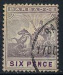 Барбадос 1909-1910 гг. • GB# 168 • 6d. • "Правь Британия!" • Used XF ( кат. - £30.00)