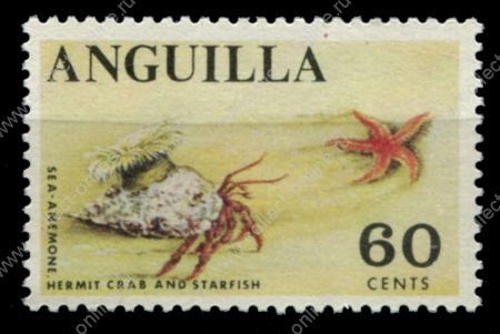 Ангилья 1968 г. • Gb# 28 • 60 c. • Природа островов (осн. выпуск) • краб и морская звезда • MNH OG VF ( кат. - £5 )