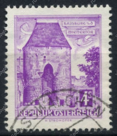 Австрия 1957-1961 гг. • Sс# 627 • 4 sh. • Виды страны • ворота Хайнбург (Вена) • стандарт • Used F-VF