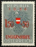 Австрия 1956 г. • MI# 1030 • 1.50 + 0.50 s. • надпечатка • помощь венгерским беженцам • MNH OG VF