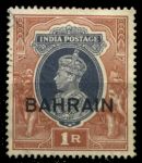 Бахрейн 1938-1941 гг. • Gb# 32 • 1 R. • Георг VI • надп. на м. Индии • стандарт • Used VF ( кат.- £ 4 )