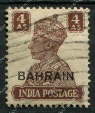 Бахрейн 1942-1945 гг. • Gb# 47 • 4 a. • Георг VI • надп. на м. Индии • стандарт • Used F-VF ( кат.- £2.5 )