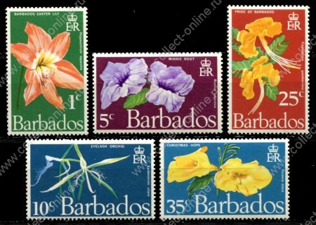 Барбадос 1970 г. • SC# 348-52 • 1 - 35 c. • Тропические цветы • полн. серия • MNH OG VF ( кат. - $6.25 )