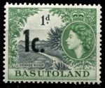 Басутоленд 1961 г. • Gb# 59 • 1 c. на 1 d. • Елизавета II • основной выпуск • надпечатка нов. номинала в центах • MH OG VF