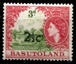 Басутоленд 1961 г. • Gb# 61a • 2½ c. на 3 d. • Елизавета II • основной выпуск • надпечатка(тип II) нов. номинала в центах • MH OG VF