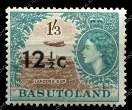 Басутоленд 1961 г. • Gb# 64 • 12½ c. на 1s.3d. • Елизавета II • основной выпуск • надпечатка(тип I) нов. номинала в центах • MH OG VF ( кат. - £19 )