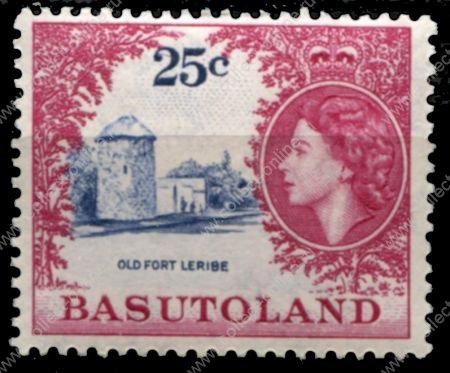 Басутоленд 1961-1963 гг. • Gb# 77 • 25 c. • Елизавета II • основной выпуск • старый форт • MH OG VF ( кат. - £8)