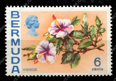 Бермуды 1970-1975 гг. • Gb# 254 • 6 c. • Елизавета II • осн. выпуск • цветы • MNH OG VF