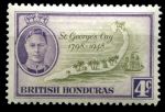 Британский Гондурас 1949 г. • Gb# 168 • 4 c. • 150-летие битвы у рифа св. Георгия • карта острова • MNH OG VF