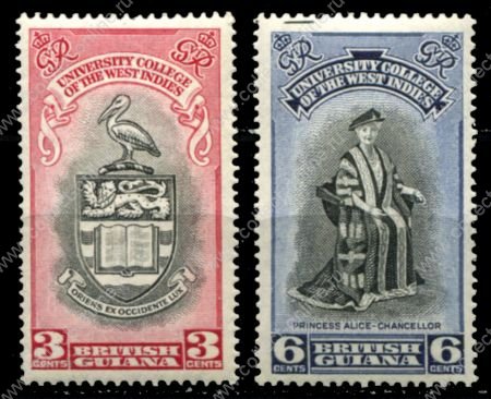 Британская Гвиана 1951 г. • Gb# 328-9 • 3 и 6 c. • Карибский университет • полн. серия • MH OG VF