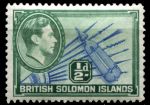 Британские Соломоновы о-ва 1939-1951 гг. • Gb# 60 • 1½ d. • Георг VI основной выпуск • лук и стрелы • MH OG VF