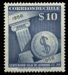 Чили 1958 г. • SC# 304 • 10 $ • 10-летие национального Сберегательного Банка • MNH OG VF