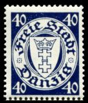 Данциг 1938-1939 гг. • Mi# 295 • 40 pf. • в.з. - 5 (свастика) • герб города • стандарт • MNH OG XF ( кат.- € 13 )
