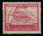 Эквадор 1938 г. • SC# RA41 • 5 c. • В фонд соцработников • карта страны • выпуск для сборов • Used F-VF