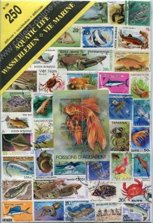 Рыбы • Набор 250 разных марок всего мира • XF