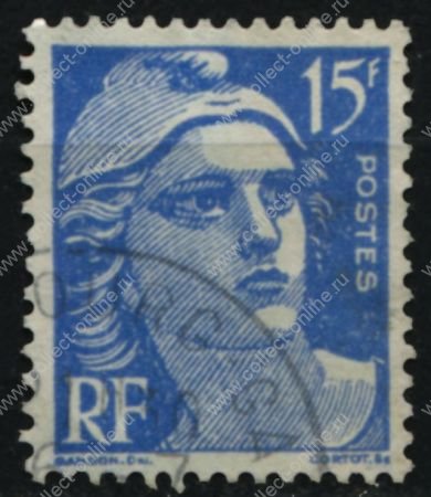 Франция 1951 г. Sc# 653 • 15 fr. • Марианна • стандарт • Used VF