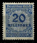 Германия 1923 г. • Mi# 319A • 20 mln. M • стандарт • MNH OG XF ( кат.- € 0.9 )