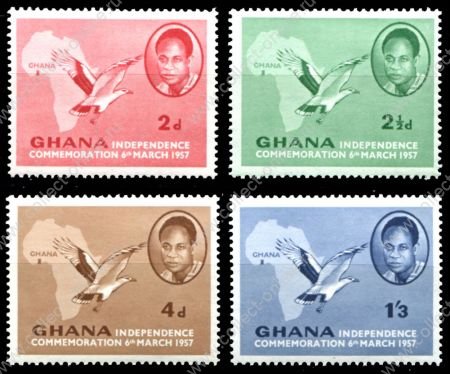 Гана 1957 г. • Gb# 166-9 • 2 d. - 1s.3d. • Провозглашение независимости • полн.серия • MNH OG VF