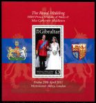 Гибралтар 2011 г. • SC# 1283 • £3 • Свадьба принца Уильяма • блок • MNH OG XF ( кат.- $ 12 )
